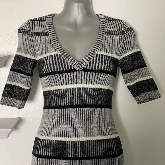 Black Grey Striped Knit Sweater Dress size XS - Picture 3 of 5